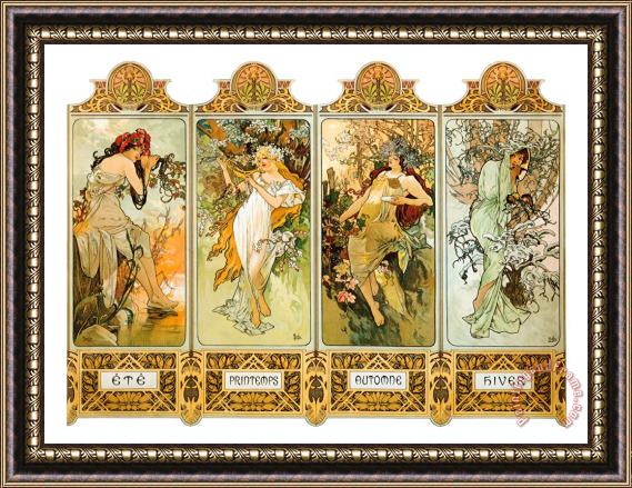 Alphonse Marie Mucha Seasons 1896 Framed Print