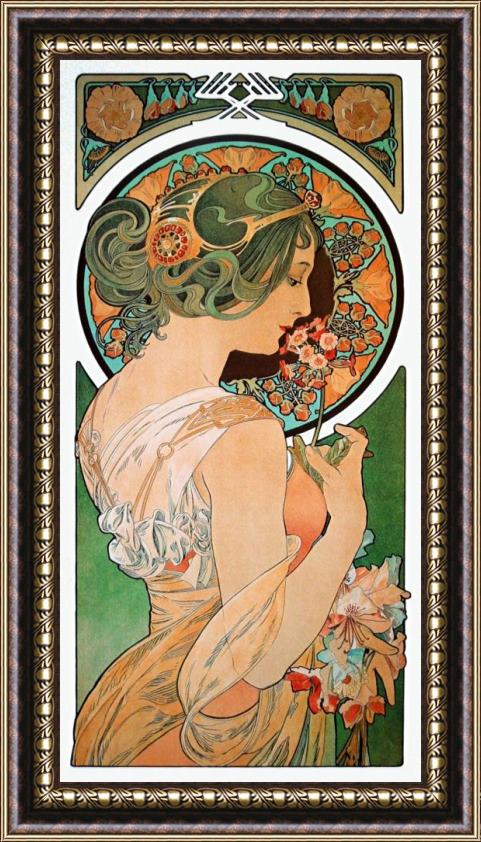 Alphonse Marie Mucha Spring The Primula C 1899 Framed Print