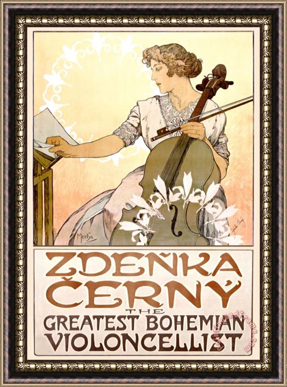 Alphonse Marie Mucha Zdenka Cerny Cello Concert Framed Print