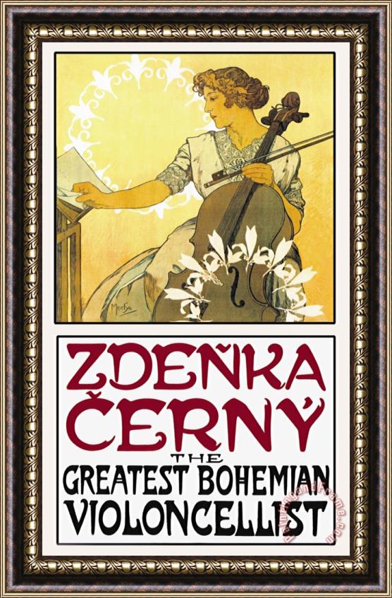 Alphonse Marie Mucha Zdenka Cerny The Greatest Bohemian Violoncellist Framed Print