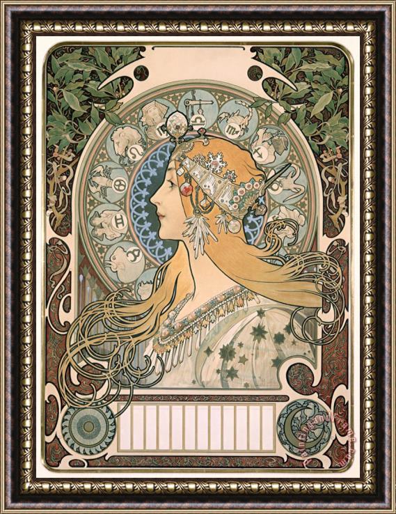 Alphonse Marie Mucha Zodiac Framed Print