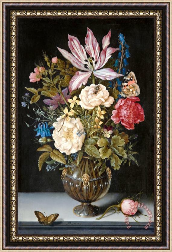 Ambrosius Bosschaert the Elder Still Life with Flowers Framed Painting