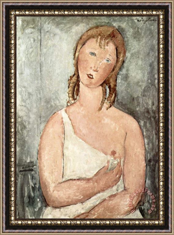 Amedeo Modigliani Girl in The Shirt (red Haired Girl), 1918 Framed Painting
