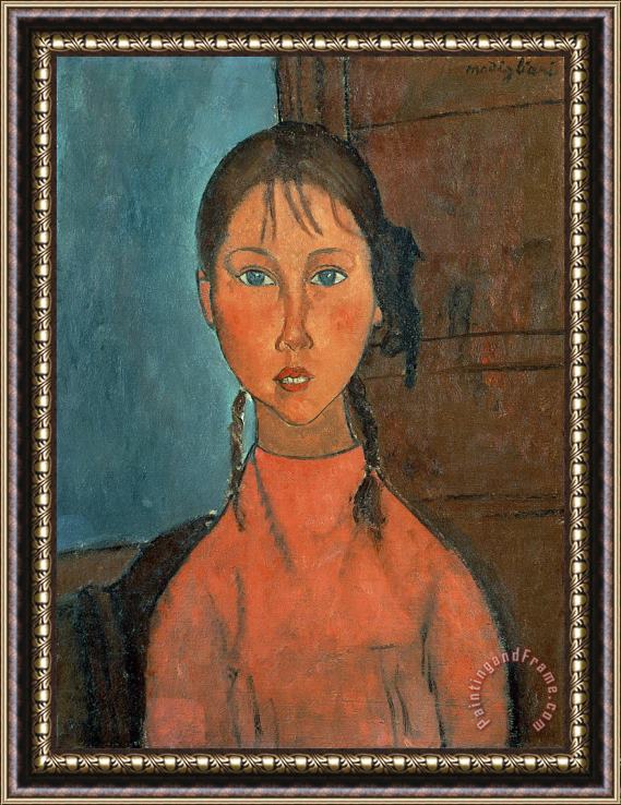 Amedeo Modigliani Girl with Pigtails Framed Painting