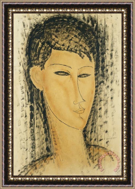 Amedeo Modigliani Head Of A Young Women Framed Painting