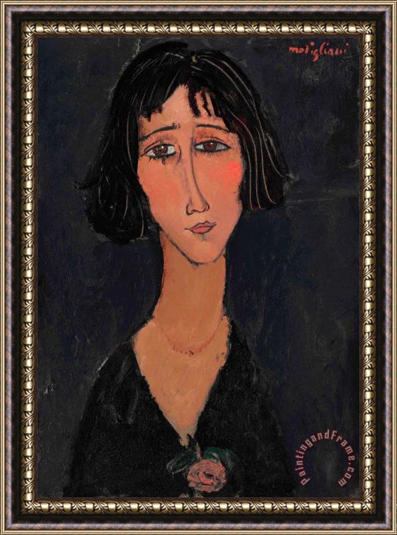 Amedeo Modigliani Jeune Femme a La Rose (margherita), 1916 Framed Print