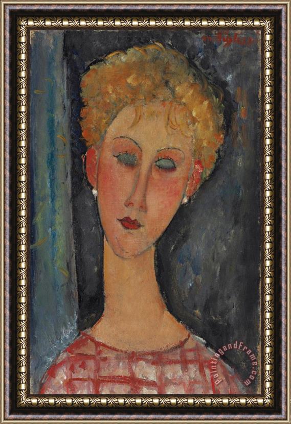 Amedeo Modigliani La Blonde Aux Boucles D'oreille, 1918 Framed Painting