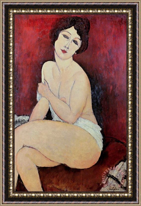 Amedeo Modigliani Large Seated Nude Framed Painting