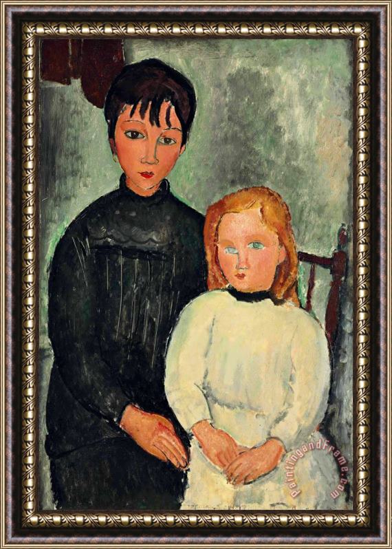 Amedeo Modigliani Les Deux Filles, 1918 Framed Painting