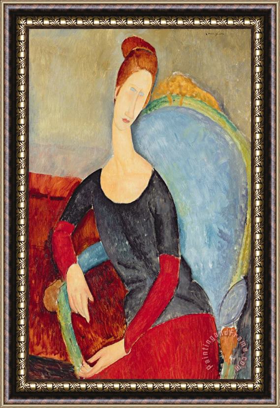 Amedeo Modigliani Mme Hebuterne In A Blue Chair Framed Painting