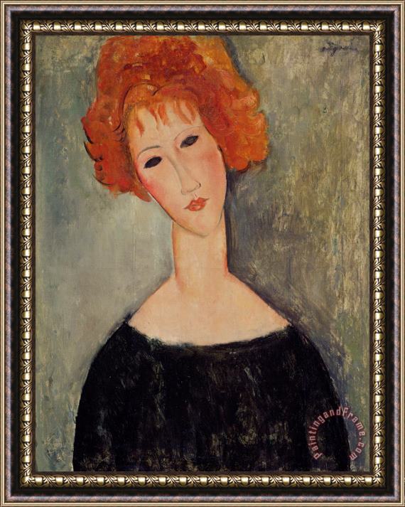 Amedeo Modigliani Red Head Framed Painting