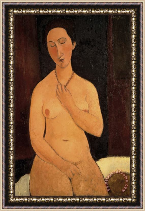 Amedeo Modigliani Seated Nude with Necklace Framed Painting