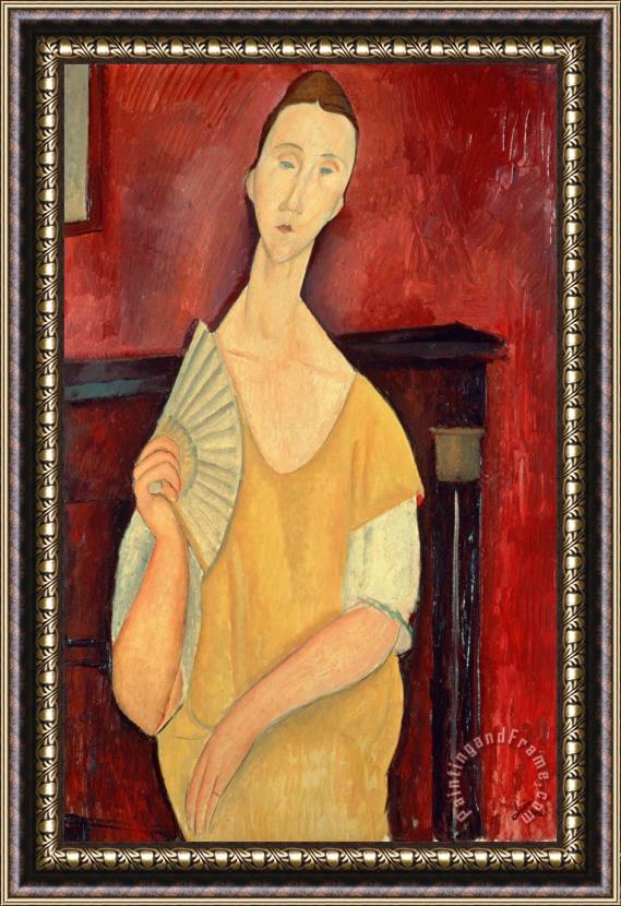 Amedeo Modigliani Woman with a Fan Framed Painting