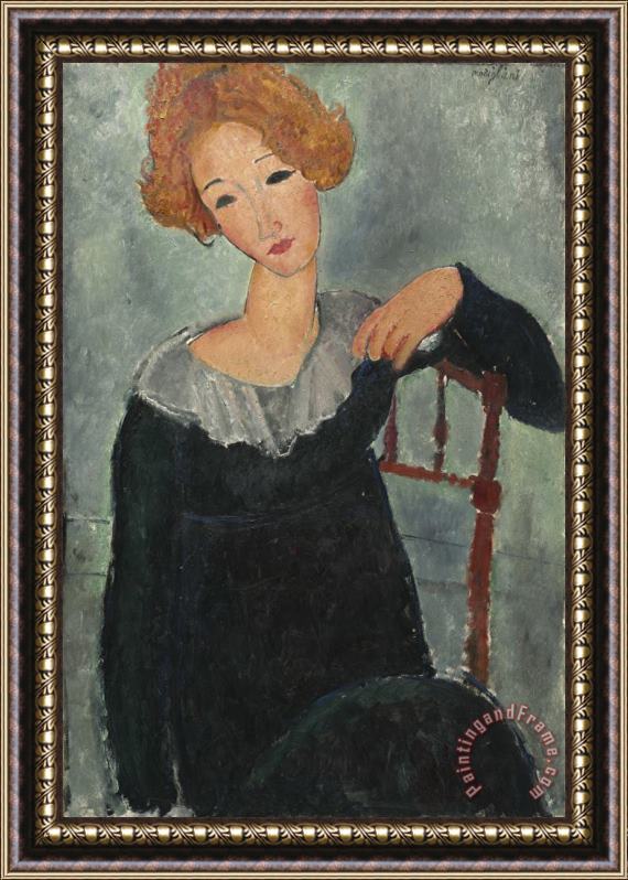Amedeo Modigliani Woman with Red Hair Framed Painting