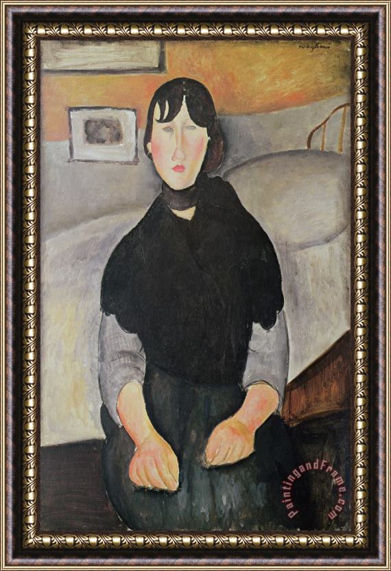 Amedeo Modigliani Young Woman of The People (oil on Canvas) Framed Painting