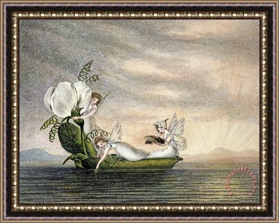 Amelia Jane Murray Fairies Floating Downstream in a Peapod Framed Painting