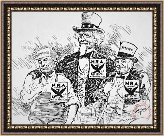American School Cartoon Depicting The Impact Of Franklin D Roosevelt Framed Print