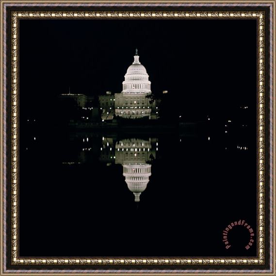 American School Night View of the Capitol Framed Print