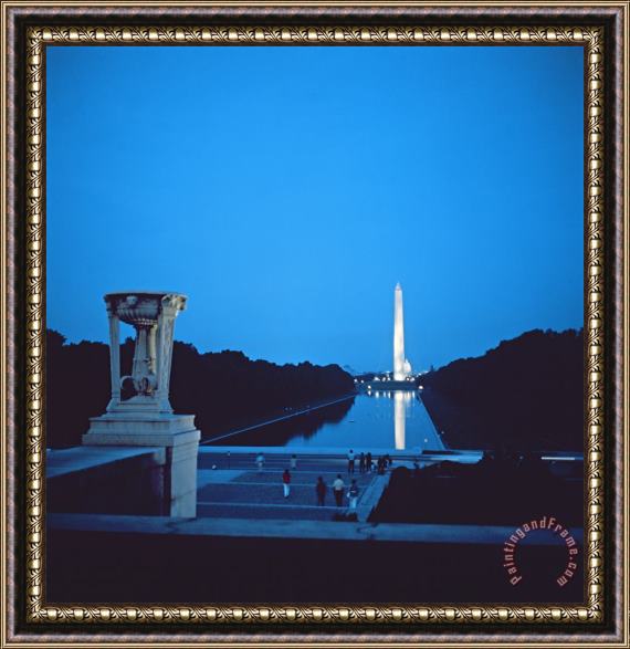 American School Night view of the Washington Monument across the National Mall Framed Print