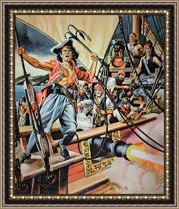 American School Pirates preparing to board a Victim Vessel Framed Painting