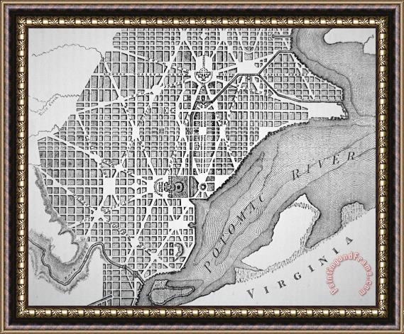 American School Plan Of The City Of Washington As Originally Laid Out In 1793 Framed Painting