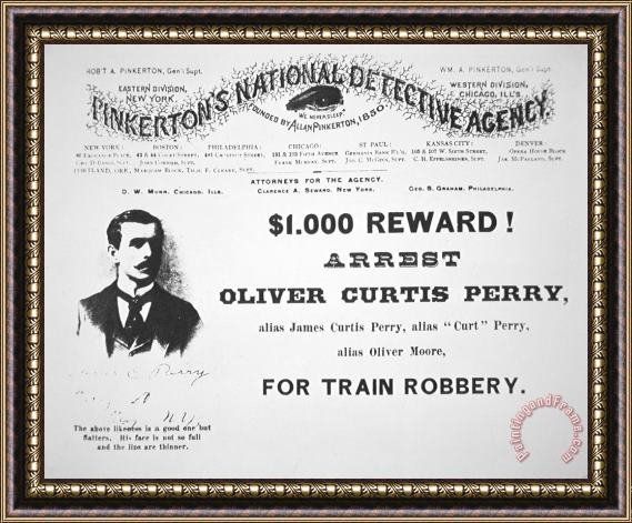 American School Reward poster for the arrest of Oliver Perry issued Framed Print