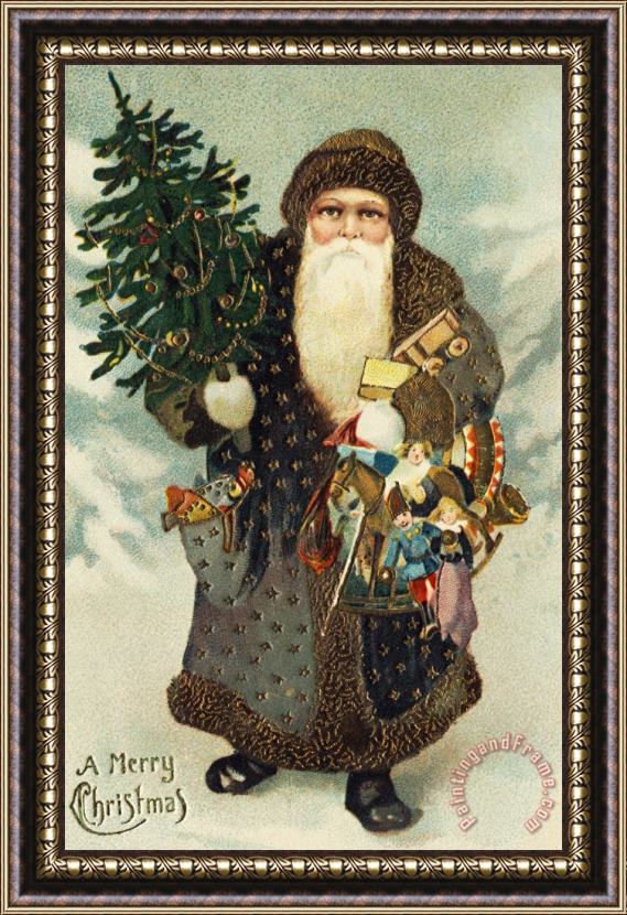 American School Santa Claus with Toys Framed Print