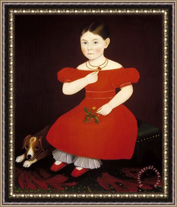 Ammi Phillips Girl in a Red Dress Framed Painting
