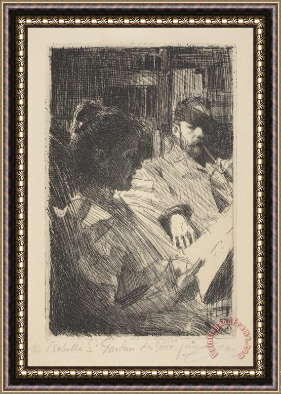 Anders Zorn Reading Framed Painting