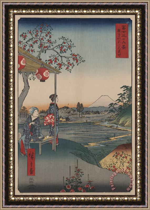 Ando Hiroshige Fujimi Teahouse at Zoshigaya Framed Print