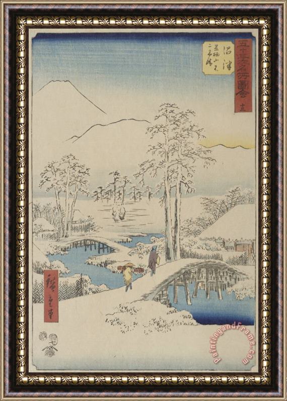 Ando Hiroshige Mt. Fuji And Mt. Ashigara From Numazu From The Series Vertical Tokaido Framed Print