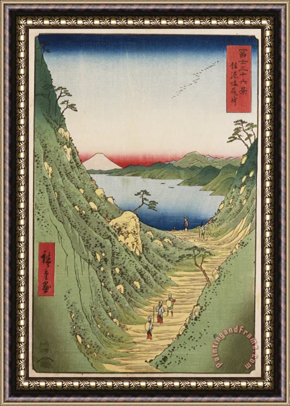 Ando Hiroshige Shiojiri Pass in Shinano Province, From 'thirty Six Views of Mount Fuji' Framed Print