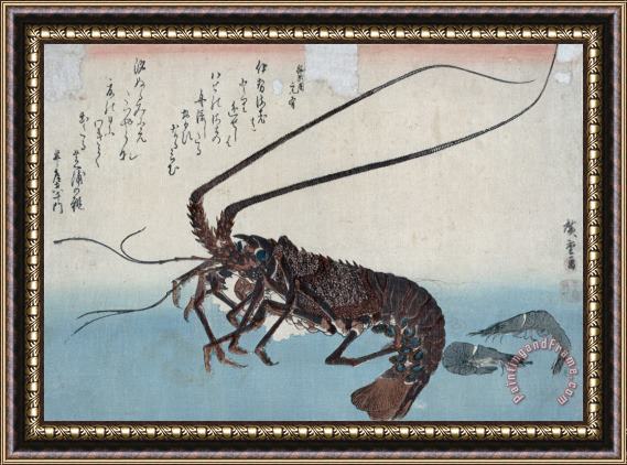 Ando Hiroshige Shrimp And Lobster Framed Painting