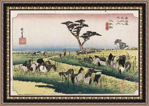 Ando Hiroshige The Horse Market in The Fourth Month at Chiryu Framed Print