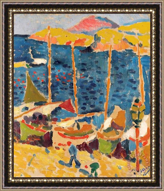 Andre Derain Bateaux Au Port De Collioure Framed Painting
