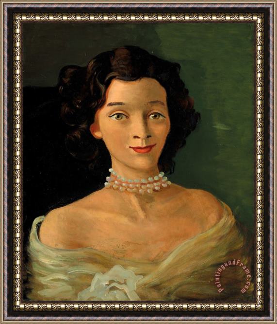 Andre Derain Portrait De Femme Au Collier De Perles (portrait D'edmonde Charles Roux) Framed Painting