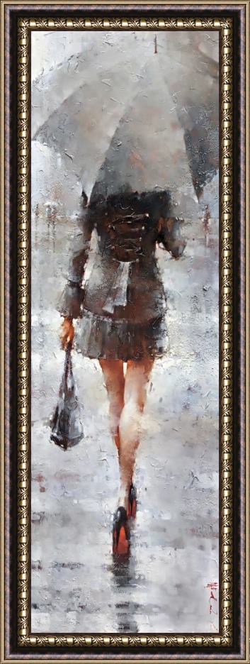 Andre Kohn Black Swan Scaled Framed Painting