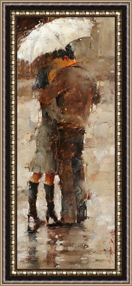 Andre Kohn Kiss in The Rain Framed Print