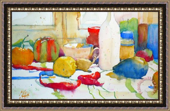 Andre Mehu Bergamot and red peppers Framed Painting