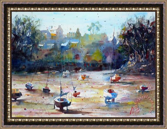 Andre Mehu Boats on the shore at Doelan Framed Painting