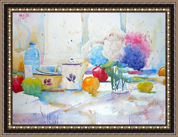 Andre Mehu Still Life with Hydrangeas Framed Painting