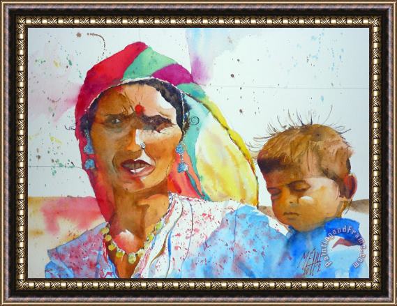 Andre Mehu Woman with her child Framed Print