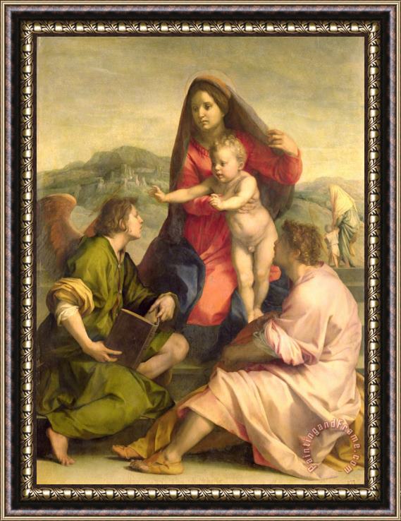 Andrea del Sarto The Virgin and Child with a Saint and an Angel Framed Painting