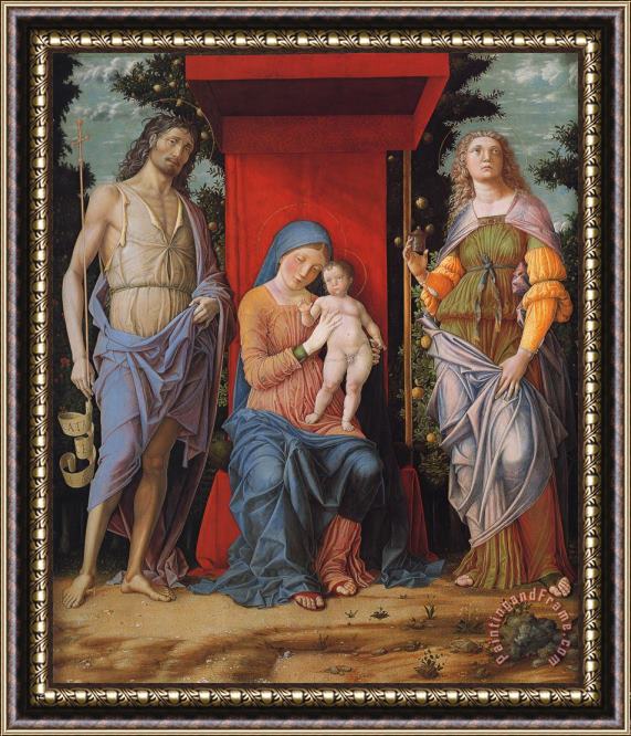 Andrea Mantegna Virgin And Child with The Magdalen And St John The Baptist Framed Print