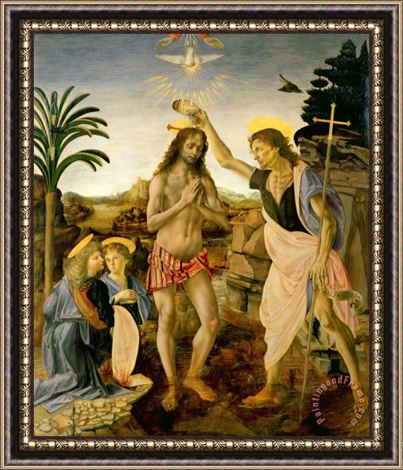 Andrea Verrocchio The Baptism of Christ by John The Baptist Framed Print