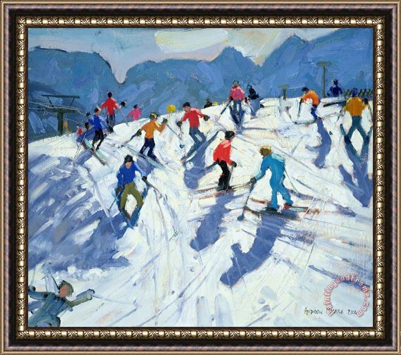 Andrew Macara Busy Ski Slope Framed Painting