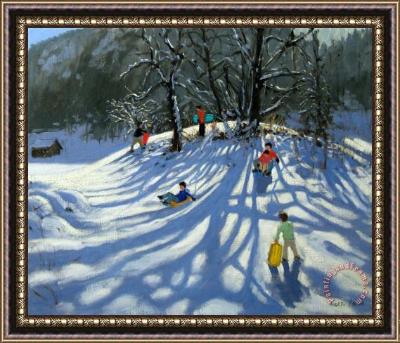 Andrew Macara Fun in the Snow Framed Painting