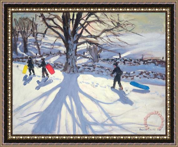 Andrew Macara obogganers near Youlegrave Framed Painting