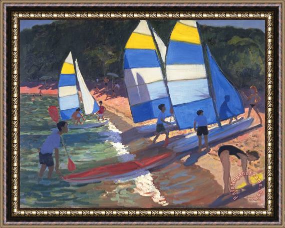 Andrew Macara Sailboats South of France Framed Painting