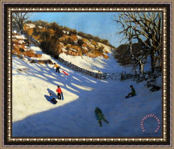 Andrew Macara Snow in the valley Framed Print